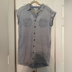She + Sky Soft Blue Denim Top